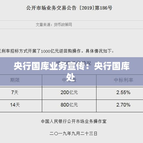 央行国库业务宣传：央行国库处 