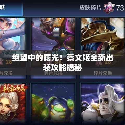 绝望中的曙光！蔡文姬全新出装攻略揭秘